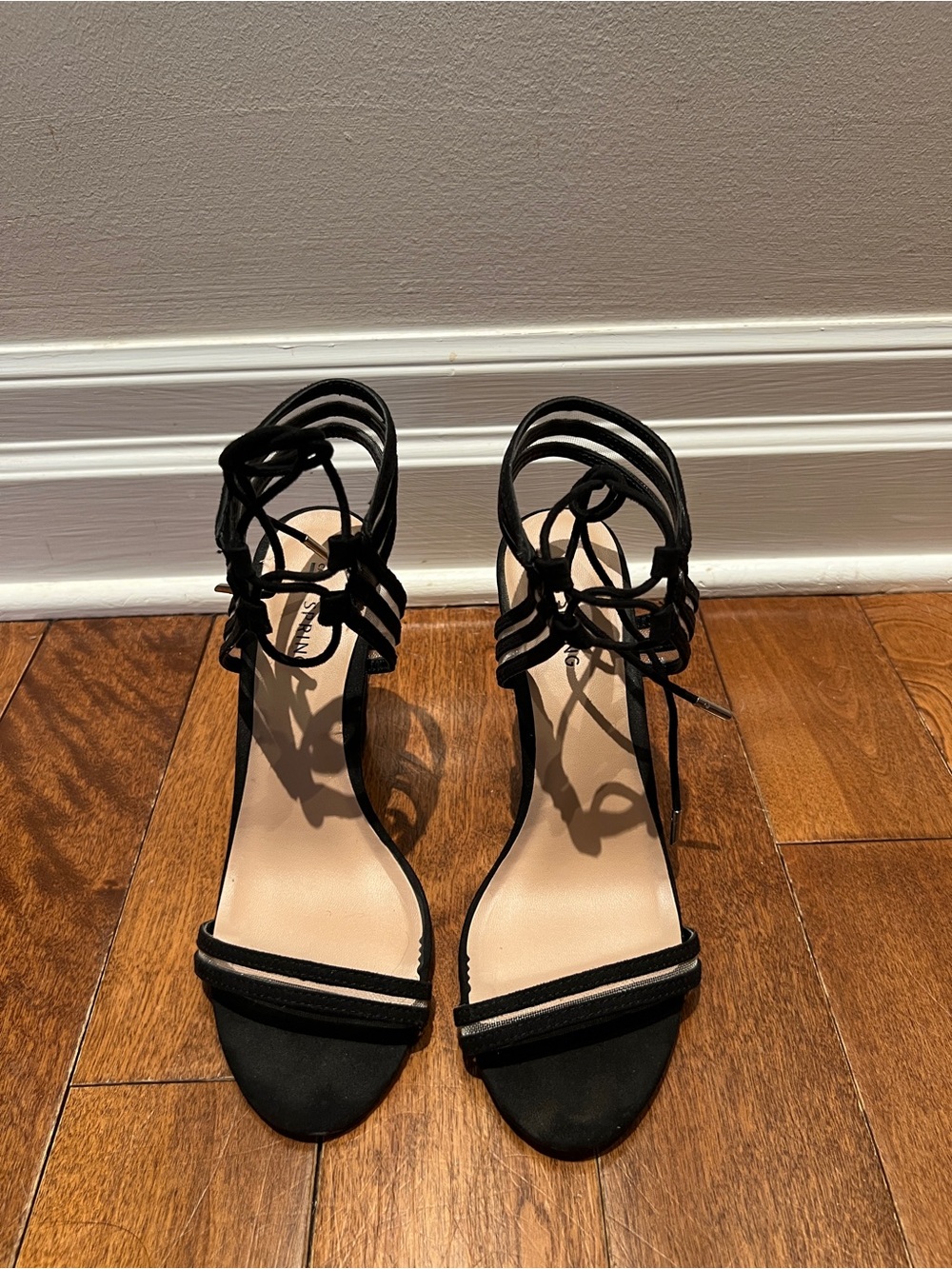 Call It Spring Black Strappy Lace-Up Heels